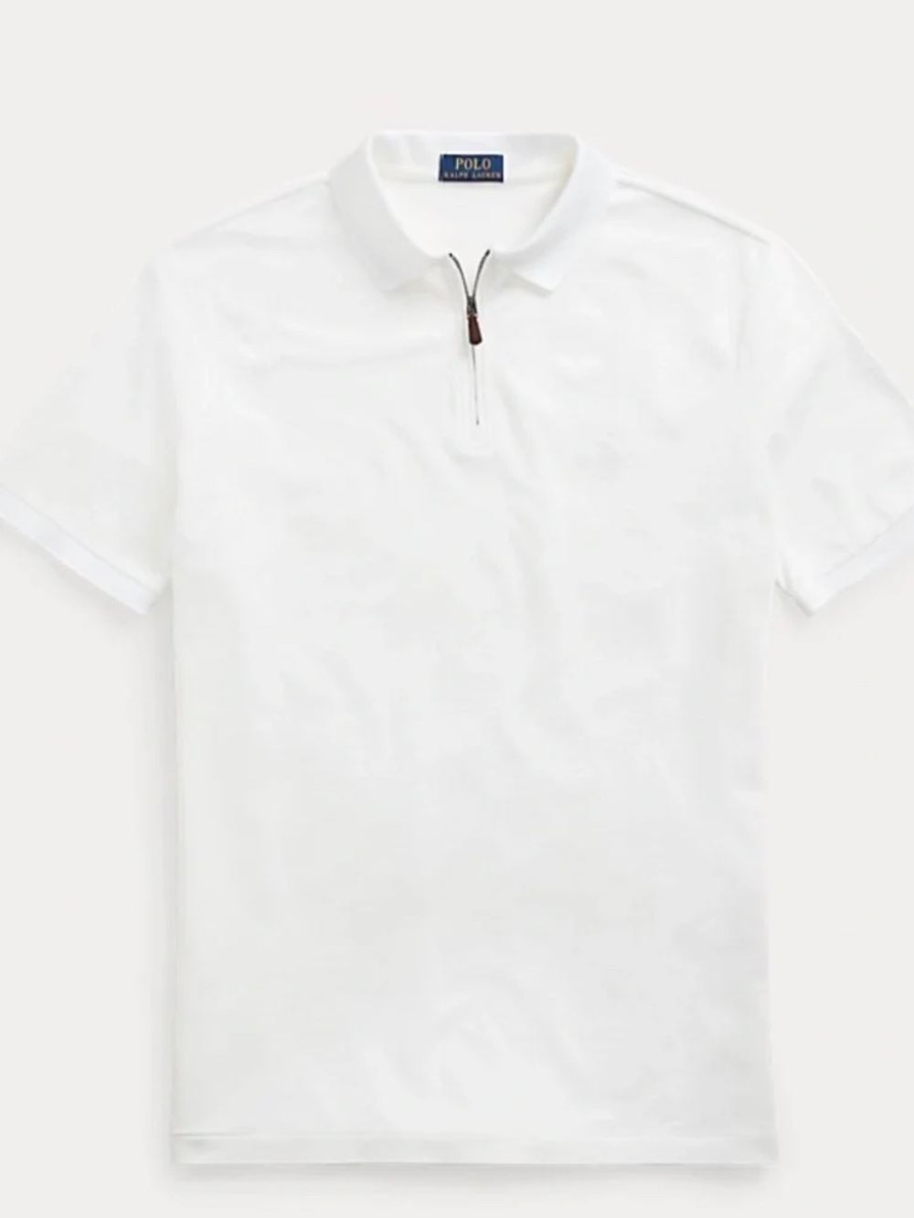 RALPH LAUREN Men's Zip Polo White/White Horse Logo (Medium Slim)(NEW)
